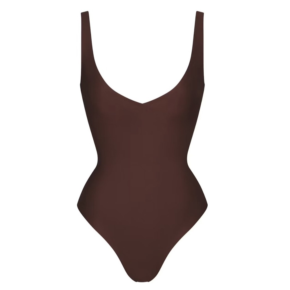 Skims Fits Everybody Plunge Bodysuit Cocoa Brown BD-THG-9105 Large L